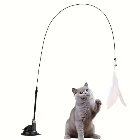 Varita con Pluma y Campana para Gatos - Juguete Teaser Interactivo